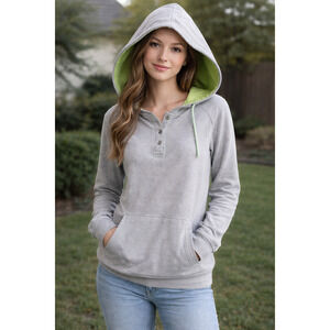 Brooklyn Cloth Hoodie Pullover Jacket Gray Hooded Kangaroo Pocket Size L